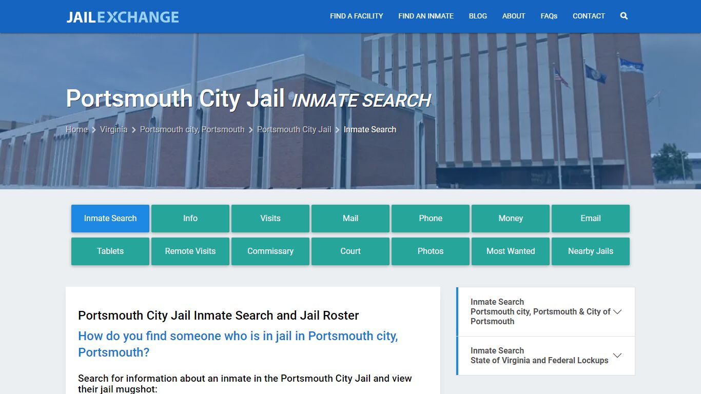 Inmate Search: Roster & Mugshots - Portsmouth City Jail, VA