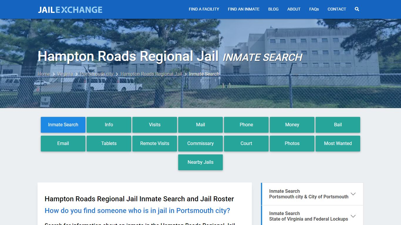 Hampton Roads Regional Jail Inmate Search - Jail Exchange